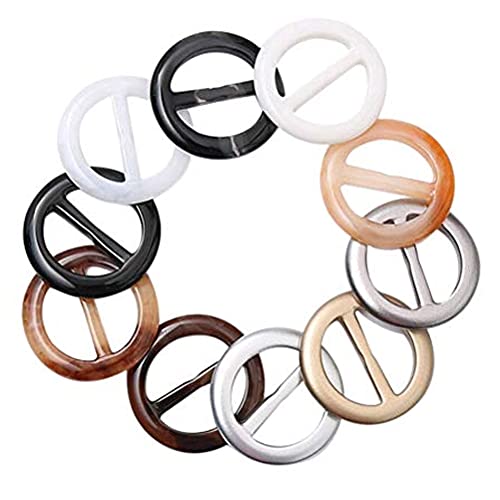 AEGYPIUS Scarf Ring, 10 Pcs Resin Scarf Rings for Women Fashion Round Shirt Clips for Women, Scarf Buckle Scarf Ring Clip Silk Neckerchief Clasp Clothing Wrap Fasten Holder for Lady Girls