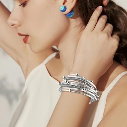 Wrapped Bracelets for Women,Leather Boho Bracelets for Women - color: Doubleloop-Silver