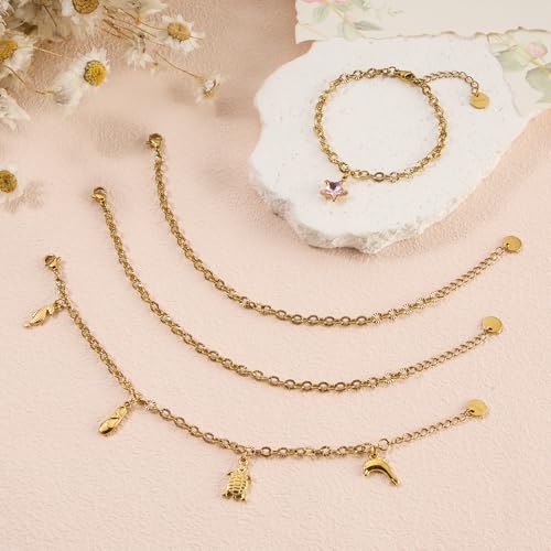 UMAOKANG 10pcs Gold Embossed Oval Chain Bracelet Bulk for Jewelry Making | PVD Gold Plated Stainless Steel Bracelet Adjustable Hand Chains DIY Jewelry Supplies - color: 10pcs Oval Gold