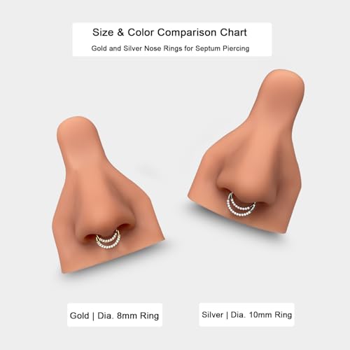 Titanium 16G Septum Ring Piercing Jewelry Nose Rings Hinged Clicker Hoop | G23 Titanium Silver Gold Hinged Segment Daith Piercing Jewelry Non-irritating , Clicker Septum Nose Piercing Jewelry Hoops - color: 09 Circle CZ-Gold, size: 16G-8mm