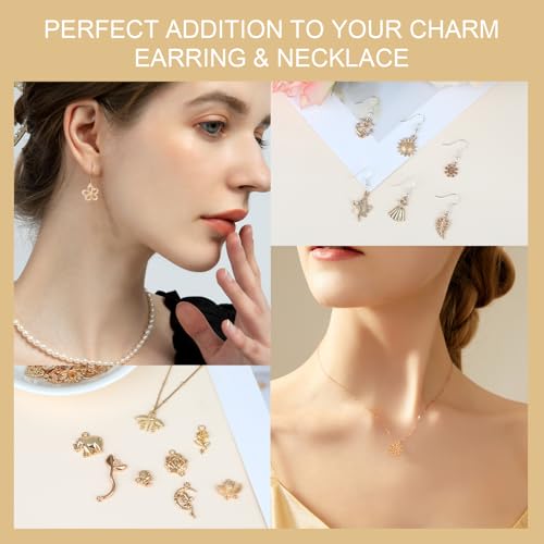 Resflyar 100 PCS Wholesale Bulk Lots Jewelry Making Charms, Mixed KC Gold Charms Pendants for Wedding Birthday Party Necklace Bracelet Jewelry Making and Craft DIY Supplies - color: Gold-100PCS