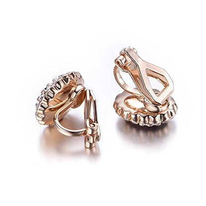 Yoursfs Vintage Crystal Clip On Earrings For Women Platinum Plated Rhinestone Clip On Earrings Non Pierced Oval Shap Cubic Zirconia Earring Hypoallergenic Jewelry - style: Navy Blue Stone Earrings