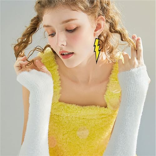 ONLYJUMP Acrylic Exaggerated Lightning Earrings Statement Punk Retro Geometric Delicate Neon Personalized Earrings Accessory Jewelry for Women - color: Glitter Yellow