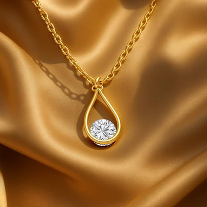 Layered Necklaces for Women - 14K Dainty Gold Plated Layering Chokers Necklaces Set Multilayer Delicate Necklace Trendy Adjustable Long Layered Necklaces for Women - style: 46 Zircon Teardrop Neckalce