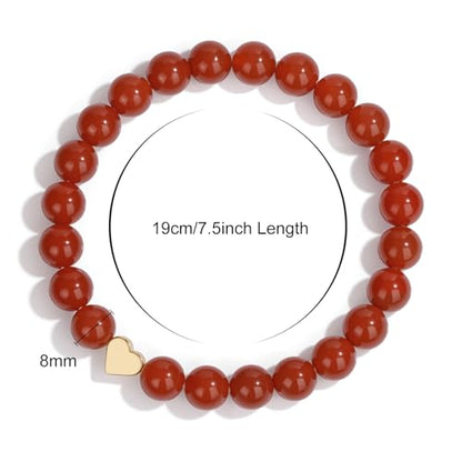 Healing Bracelet For Women Anxiety Beaded Bracelets Jewelry Healing Stone Crystal Bracelet Stress Relief Yoga Beads Chakra Bracelets Gifts For Women pink - color: Heart-Red Agate