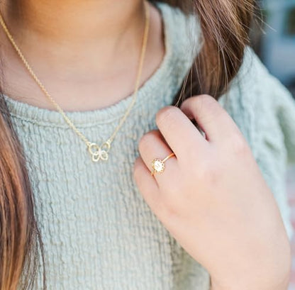 Cherished Moments .925 Sterling Silver or 14K Gold Plated Personalized Gift Signet Ring with Engraved Initial for Baby, Toddler, Kids, Girls, and Children - color: Gold