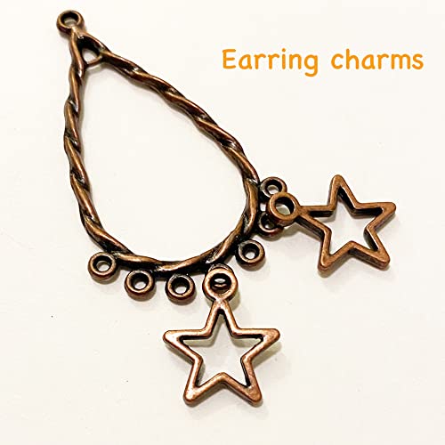 Heather's cf Star Charms for Jewelry Making Silver Tibetan Star Moon Snowflake Pendants Non Tarnish Metal Earring Charm for Bracelets Necklaces Earrings DIY Jewelry Making Supplies - color: Copper Star - 150Pcs