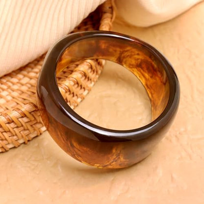 Chunky Resin Wide Bangle Bracelets for Women, Trendy Statement Minimalist Acrylic Bracelet Prom Holiday Jewelry Gift - color: Bangle Brown