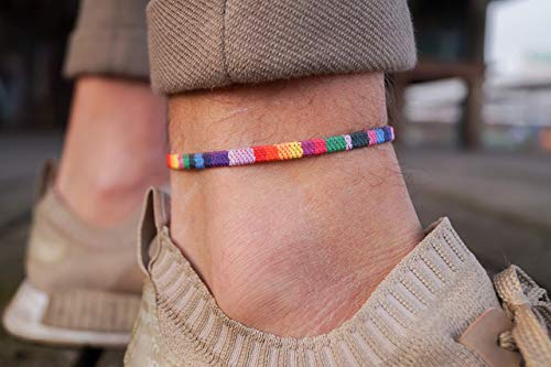 Made by Nami Surfer Anklet for Men and Women Waterproof and Adjustable Surfer Ankle Bracelet String Ankle Bracelet Beach Accessory for Ethnic Hippie Style - color: Rainbow