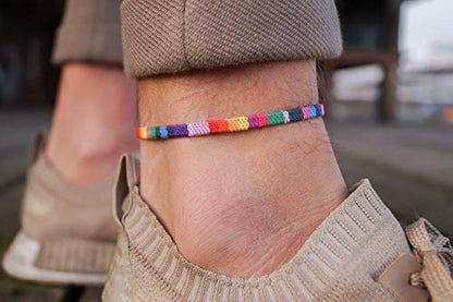 Made by Nami Surfer Anklet for Men and Women Waterproof and Adjustable Surfer Ankle Bracelet String Ankle Bracelet Beach Accessory for Ethnic Hippie Style - color: Rainbow