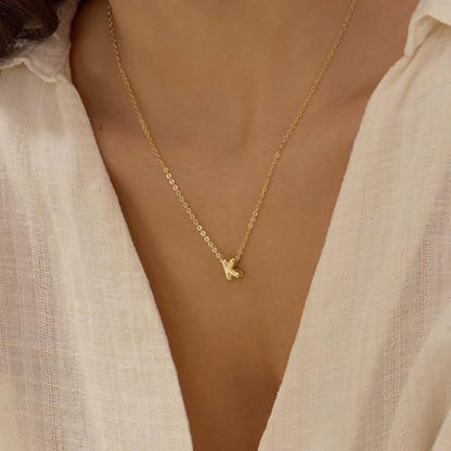 Initial Necklaces for Women Bubble Gold Silver Letter Necklace Dainty Personalized Charm Pendant Name Necklace Cute Non Tarnish Fashion Accessories Teen Gift Trendy Stuff Jewelry Gifts - color: Gold, style: K