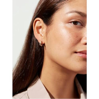 Dainty Gold Huggie Hoop Earrings for Women - 18K Gold Plated Cubic Zirconia Lightweight Mini Double Hoops Earrings for Everyday Wear - style: Double Hoop Gold