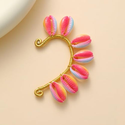 Wellike Gold Ear Cuffs For Women Non Piercing Single Clip On Earrings 18k Gold/Silver Plated Handmade Cuff Earrings Hypoallergenic Waterdrop Cowrie Shell Jewelry - color: KKWE581-G