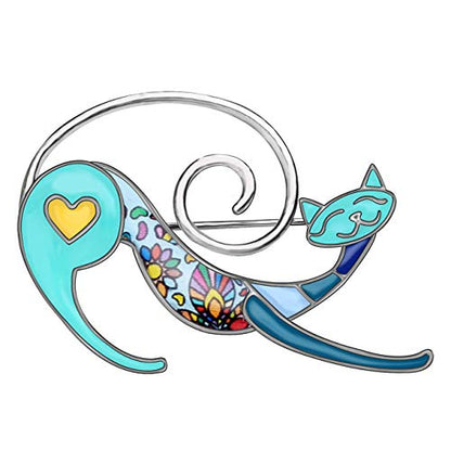 NEWEI Cat Brooch Pins for Women Girls Jacket Bag Charms Cat Pins Jewelry Gifts - color: Cobalt Blue
