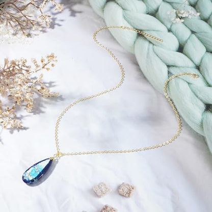 Suyi Stone Necklace for Women Teardrop Colorful Pendant Necklaces - color: Blue Gold