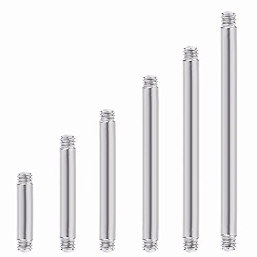 20pcs a Set Surgical Steel Threaded Barbell Bar Replacement for Tongue Earring Piercing Body Jewelry (Mix 20pcs)