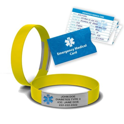 Engraved Medical Alert Bracelet - Medium Yellow - color: Canary Yellow, size: 7 3/8" (medium)