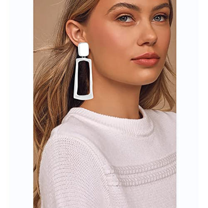 Women's Statement Clip-On Earrings Hypoallergenic Lightweight Clip Earrings - color: rectangular hollow