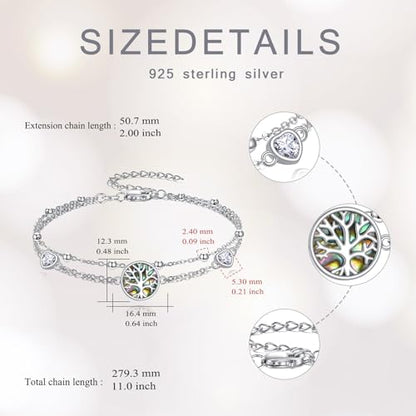 925 Sterling Silver Layered Anklet for Women Adjustable Multilayer Beach Anklet Bracelet - style: Tree of Life