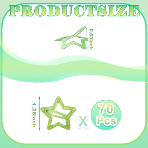 70 Pcs Metal Glitter Snap Hair Clips for Women,Small Snap Barrettes for Women Girls Thick Fine Hair (Green) - color: Green