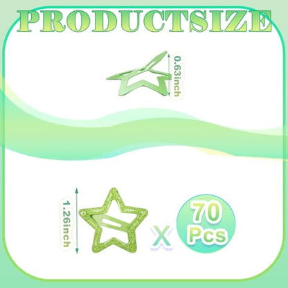 70 Pcs Metal Glitter Snap Hair Clips for Women,Small Snap Barrettes for Women Girls Thick Fine Hair (Green) - color: Green