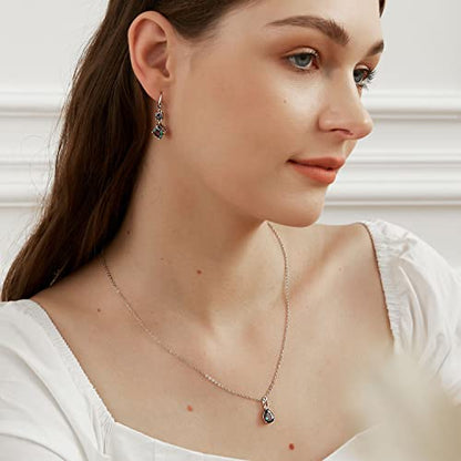 VOLUKA Created Opal/Amethyst/Mystic Topaz Pendant Necklace for Women,18K White/Rose Gold Plated Chain Wedding Engagement Jewelry Gift - color: K-Necklace/Dangle Earrings