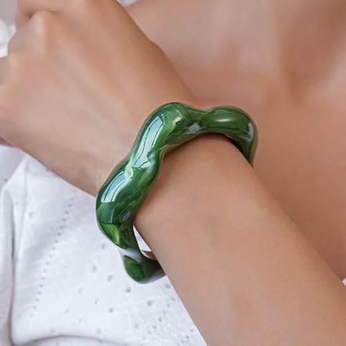 Acrylic Chunky Bangle Bracelets for Women Open Resin Bangles Fashions Irregular Geometric Cuff Wristband Bracelet Statement Jewelry