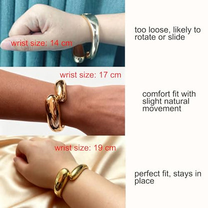 Golden Polished Chunky Twisted Hinged Waterdrop Bangle Bracelet for Women Spiraled Oval Bangle Bracelet - color: Golden Waterdrop Bangle