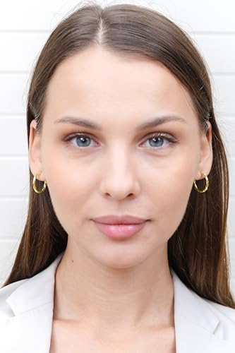 Hoops & Loops 925 Sterling Silver Twisted Hoop Earrings for Women - Hypoallergenic 14K Gold, Rose Gold, Black Flash Plated 2mm Thin Twist Design Round Click-Top Hoops, 15/20/25/30/35/40/50/60mm - color: Gold-20mm (0.78 inch)