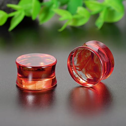 COOEAR 2 Pairs Matched Set Gauges for Ears Flesh Tunnels Kits Plugs Earrings Red Acrylic Ear Expander Stretchers Piercing. - color: 40mm