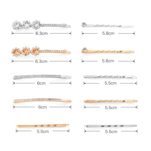 20 PCS Decorative Bobby Pins for Women's Hair, Rhinestone Bobby Pins with 5 Elegant Designs (Glod & Silver), Jeweled Hair Pins Decorative Hair Accessories for Women