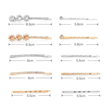 20 PCS Decorative Bobby Pins for Women's Hair, Rhinestone Bobby Pins with 5 Elegant Designs (Glod & Silver), Jeweled Hair Pins Decorative Hair Accessories for Women