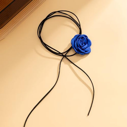 Black Choker Necklace Set Velvet Lace Choker Daisy Gothic Punk Classic Choker - color: Blue