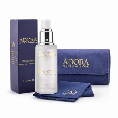 Adora Universal Cleaner Kit Jewelry, Eyeglasses, iPhone, iPad, Samsung & iWatch | Removes Grease & Dirt | Safe for Gold, Silver, Diamonds & Gemstones | 3-Piece 1.69 fl oz