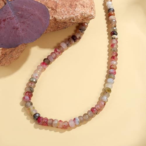 Joya Love Colorful Gemstone Beaded Necklaces For Women Trendy Rainbow Natural Stone Boho Handmade Stainless Steel Waterproof Strand Necklaces Jewelry For Women Gift - color: Amazon