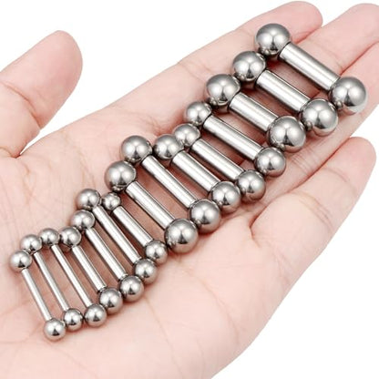 16G-2G ASTM F136 Titanium Internally Threaded Nipple Tongue Rings Piercing Jewelry Straight Industrial Earring Barbell G23 Titanium Nipple Tongue Bars Piercing Jewelry for Women Men 12MM-40MM - style: 12G, 12mm Length, 5mm Ball