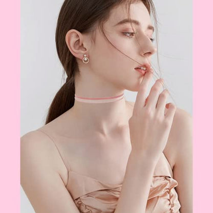 Black Choker Necklace Set Velvet Lace Choker Daisy Gothic Punk Classic Choker - color: 6pcs-pink