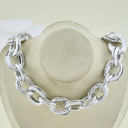 CSIYANJRY99 Chunky Gold Necklaces for Women,Multilayer Punk 80s Hip Hop Necklace,Layered Cuban Link Chain Statement Necklace 90s Freaknik Outfit Accessories for Women - color: Silver Chunky