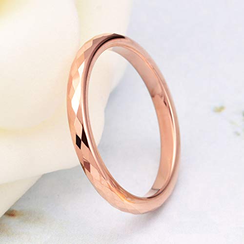 THREE KEYS JEWELRY Tungsten Wedding Band for Men Women Silver Hammered | 2mm, 8mm, Engagement Gift, Comfort Fit, Silver, Hammered - color: Rose Gold 2mm
