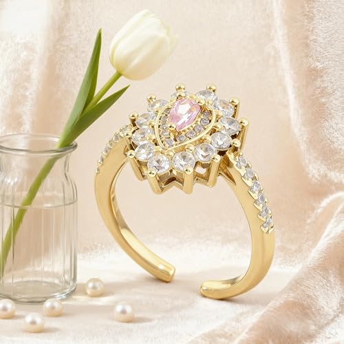 Gold-Plated Butterfly Rings - Vintage Snake Statement Rings with Cubic Zirconia for Women Adjustable Open Rings - style: Teardrop