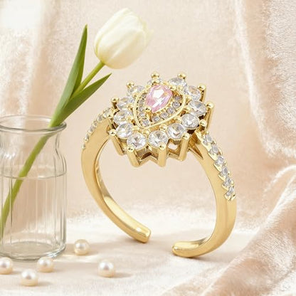 Gold-Plated Butterfly Rings - Vintage Snake Statement Rings with Cubic Zirconia for Women Adjustable Open Rings - style: Teardrop