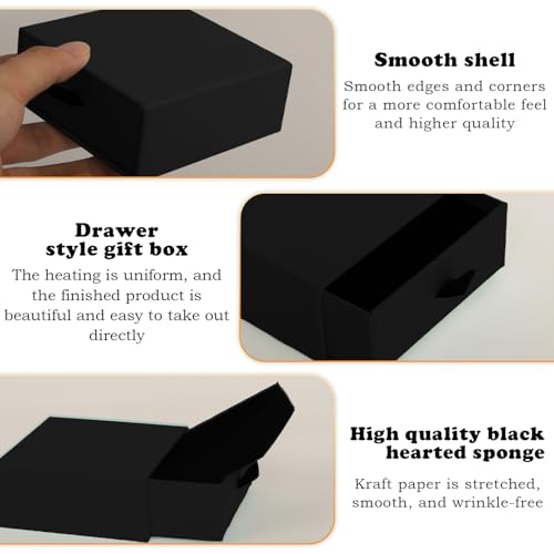 Nsmykhg Jewelry Gift Box Velvet-Lined,12 Pack Compact Drawer Style for Earrings & Rings, Necklace & Bracelet Organizer, 3.93x3.93x1.65 Inches, Stackable Elegant Jewelry Display & Storage Box (Black) - color: Black
