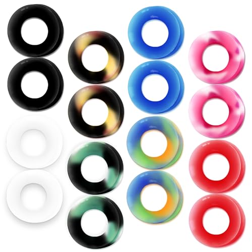 WBRWP 48/32/24/22/20/16/12pcs Ear Tunnels and Plugs - Double Flared Hollow Hard/Soft Silicone Ear Gauges - Ear Expander Stretcher Body Piercing Jewelry 8g-1" - color: E-16PCS soft(thin) silicone set