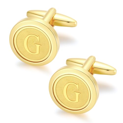 GWD Initial Cufflinks for Men Classic Cuff links Mens Letter Shirts CuffLinks Wedding Gift - color: G