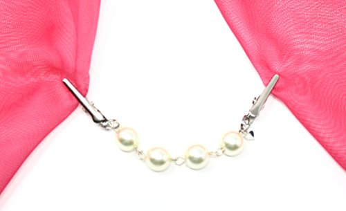 Hey Viv! Pearl Chain Sweater Guard, Cardigan, Collar Slim Clip - Organza Bag - 50s Style