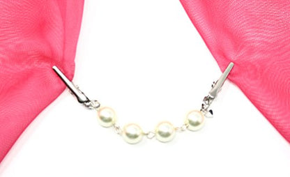 Hey Viv! Pearl Chain Sweater Guard, Cardigan, Collar Slim Clip - Organza Bag - 50s Style