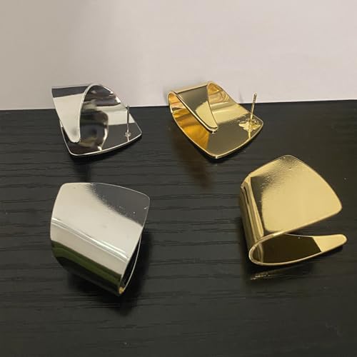 Unique Abstract Earrings For Women,Geometric Statement Stud Earring Large Hypoallergenic Earring for Gift - color: gold plated