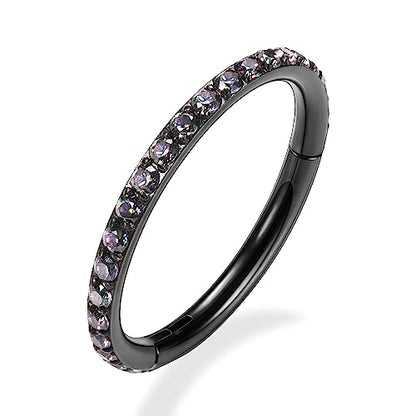 FUNLMO 20G 18G 16G 12G Nose Ring Hoop Conch Rook Daith Helix Tragus Piercing Jewelry 316L Surgical Steel Cartilage Earring Conch Hoop Earring Septum Jewelry Belly Lip Ring 5mm to 14mm - color: Black-Vitrail Medium CZ, 1pc