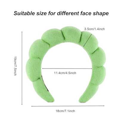 Spa Headbands for Washing Face Makeup Skin Care Headband Women Bubble Facial Beauty Headbands Puffy Shower Towel Band Hair Headband - color: Green