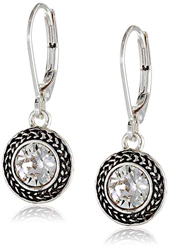 Handmade Sterling Silver Boho Crystal Dangle Leverback Earrings For Women - color: Clear